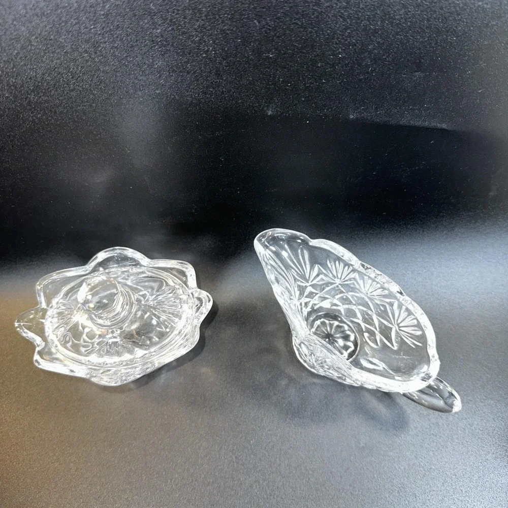 Vintage Shannon by Godinger Irish Crystal Scalloped 3 Pc Sugar Creamer Set EVC